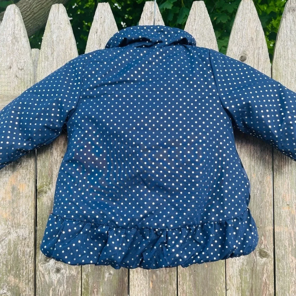 Penelope Mack girls navy blue polka dot jacket